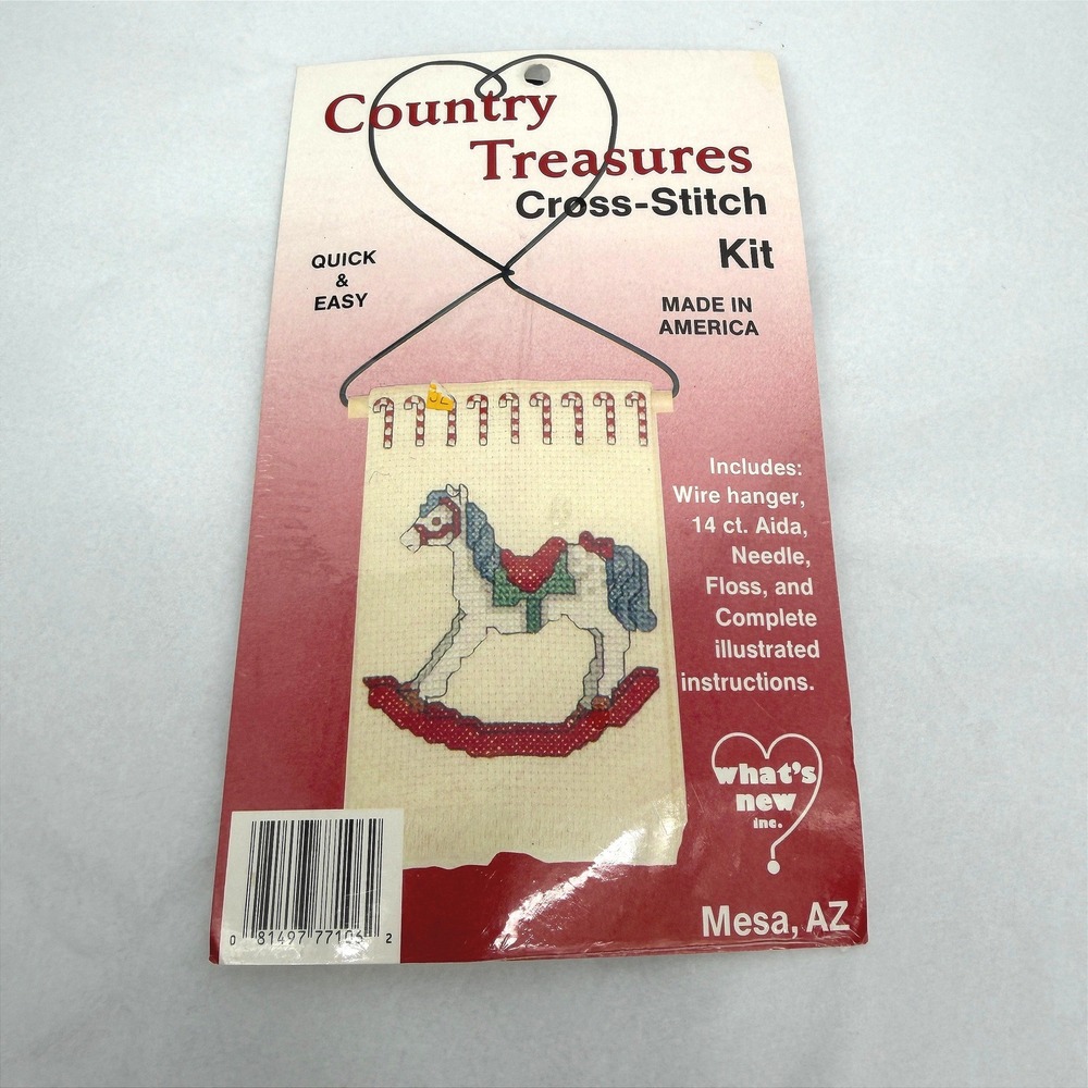 Country Treasures Cross-Stitch Kit Rocking Horse Christmas Ornament Craft NEW